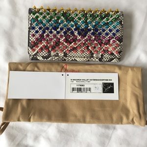 Christian Louboutin Watersnake Spike Clutch with Multicolor Studs
